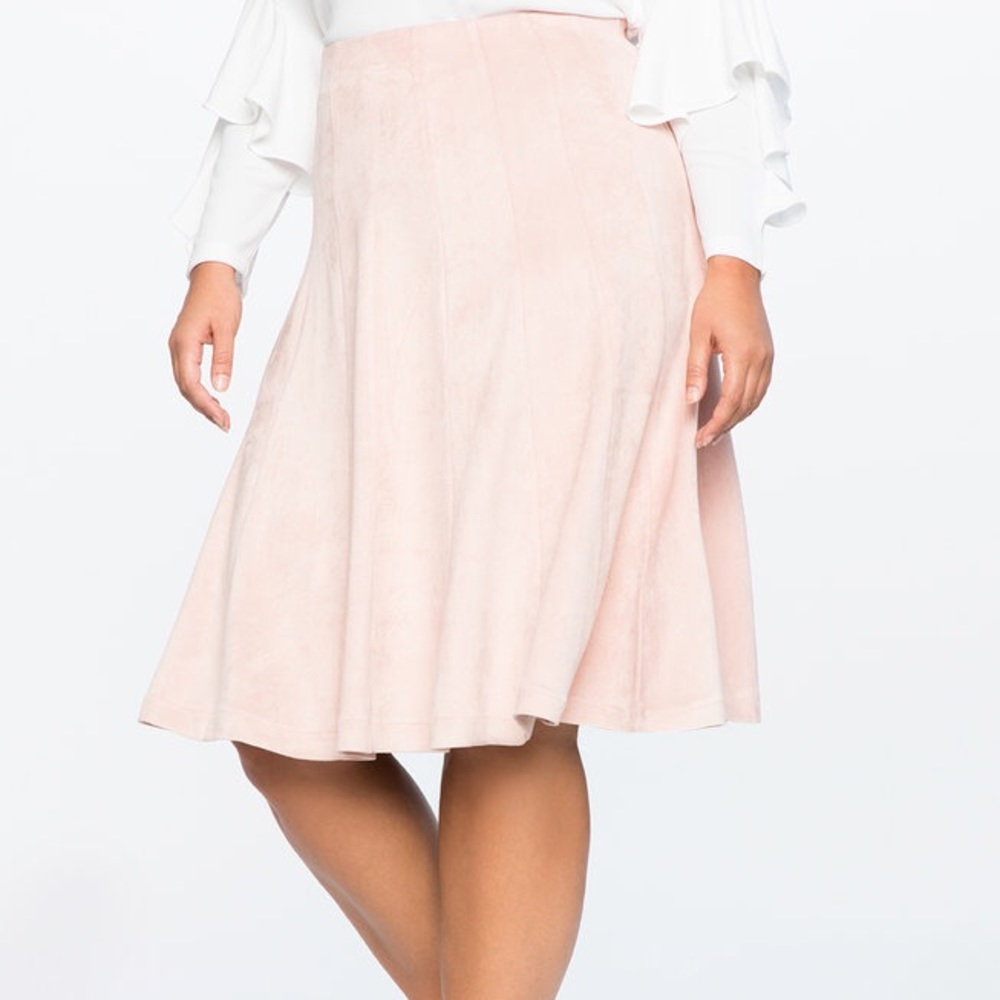 Light Pink Suede Flounce Skirt